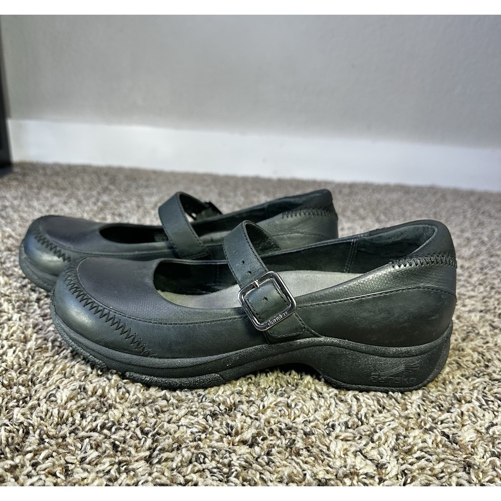 Dansko Mary Jane Black Leather Clogs Casual Classic Shoes Women's Size 38/7.5 US